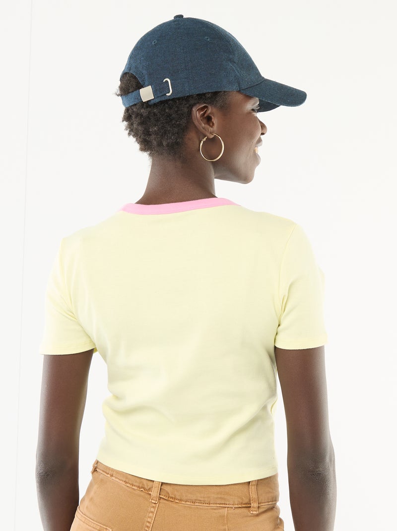 T-shirt estampado de manga curta com padrão Amarelo - Kiabi