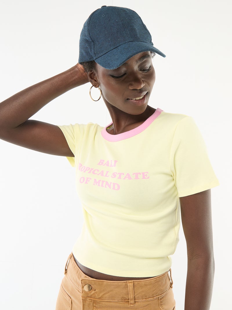 T-shirt estampado de manga curta com padrão Amarelo - Kiabi
