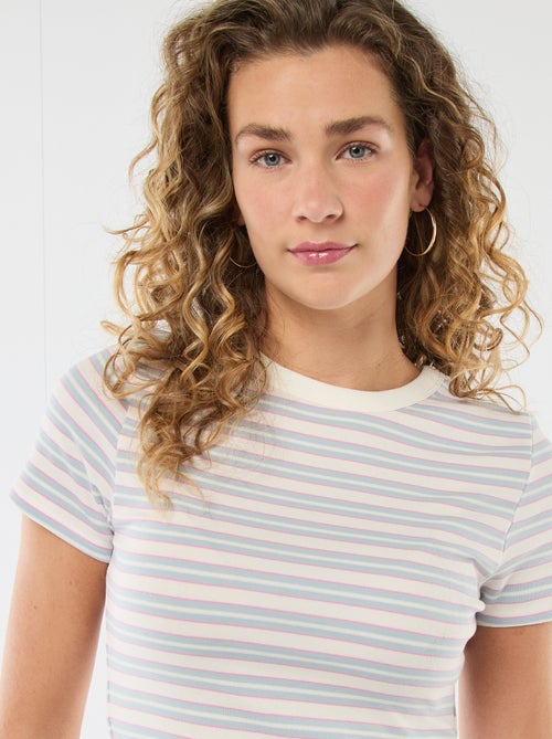 T-shirt estampado de manga curta com padrão - Kiabi