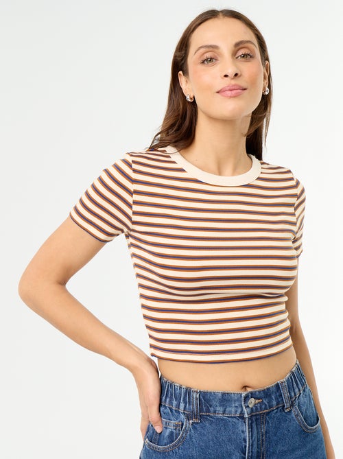 T-shirt estampado de manga curta com padrão - Kiabi
