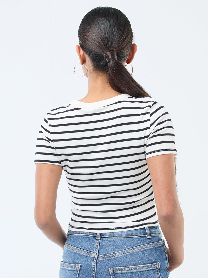 T-shirt estampado de manga curta com padrão Branco - Kiabi