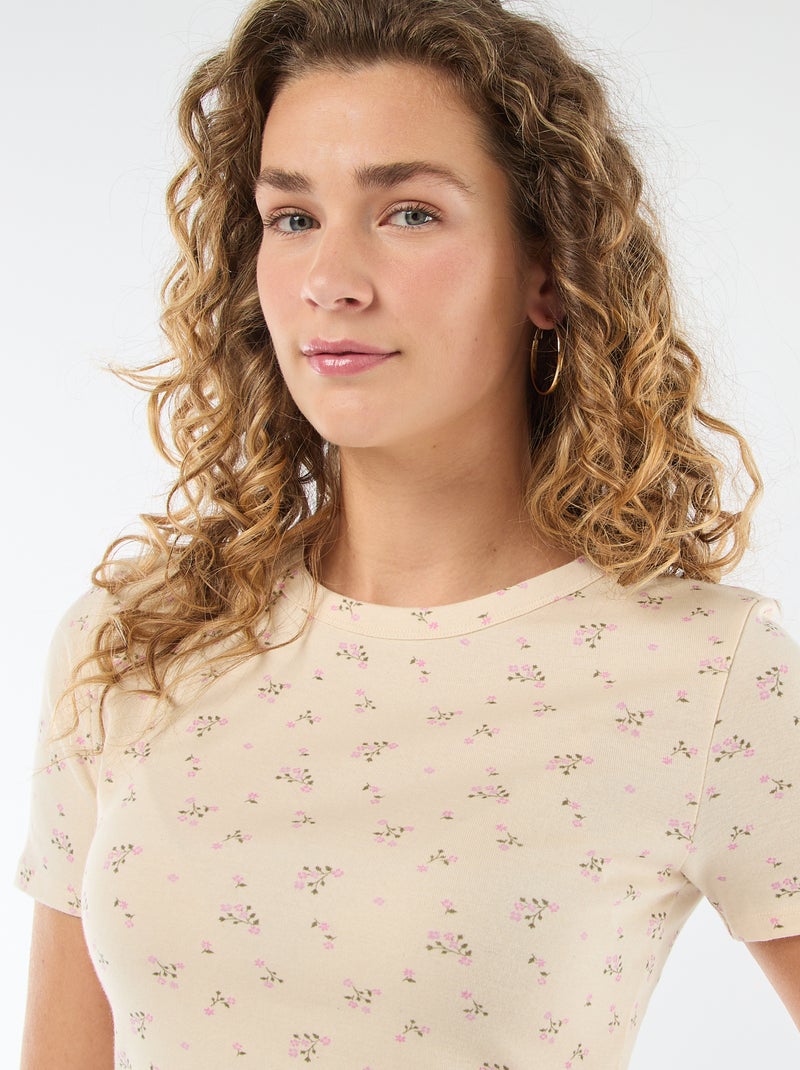T-shirt estampado de manga curta com padrão Branco - Kiabi