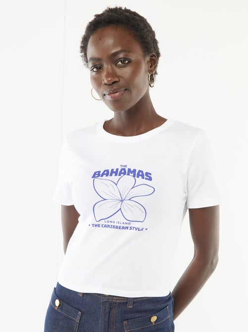 T-shirt estampado de manga curta com padrão - Kiabi