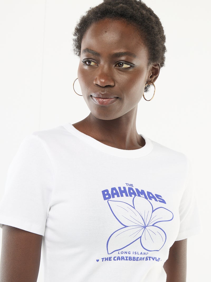T-shirt estampado de manga curta com padrão Branco - Kiabi