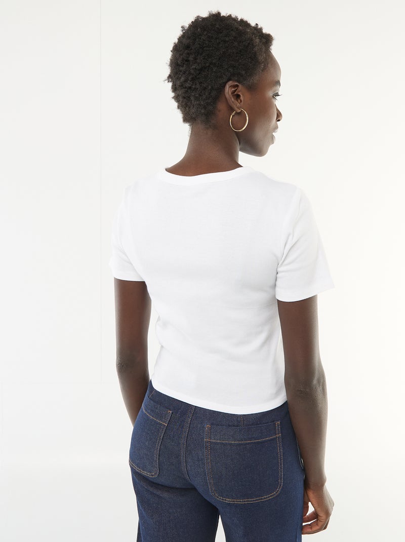 T-shirt estampado de manga curta com padrão Branco - Kiabi