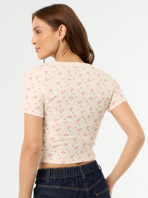 T-shirt estampado de manga curta com padrão - Kiabi