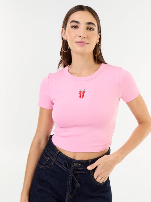 T-shirt estampado de manga curta com padrão - Kiabi