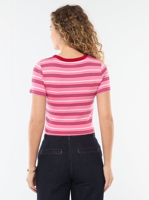 T-shirt estampado de manga curta com padrão - Kiabi