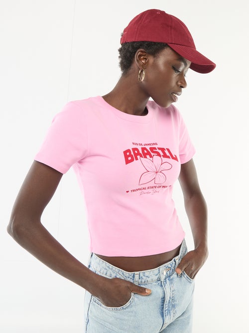 T-shirt estampado de manga curta com padrão - Kiabi