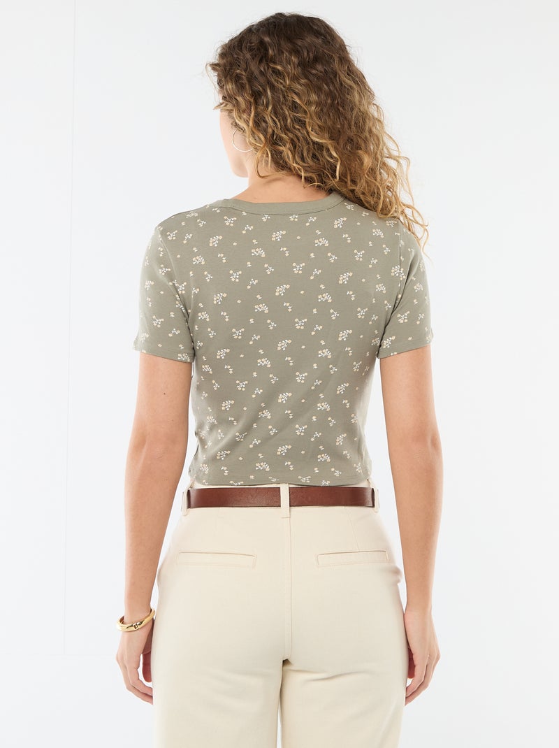 T-shirt estampado de manga curta com padrão Verde - Kiabi