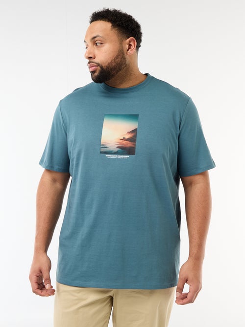 T-shirt estampado de manga curta e gola redonda - Kiabi