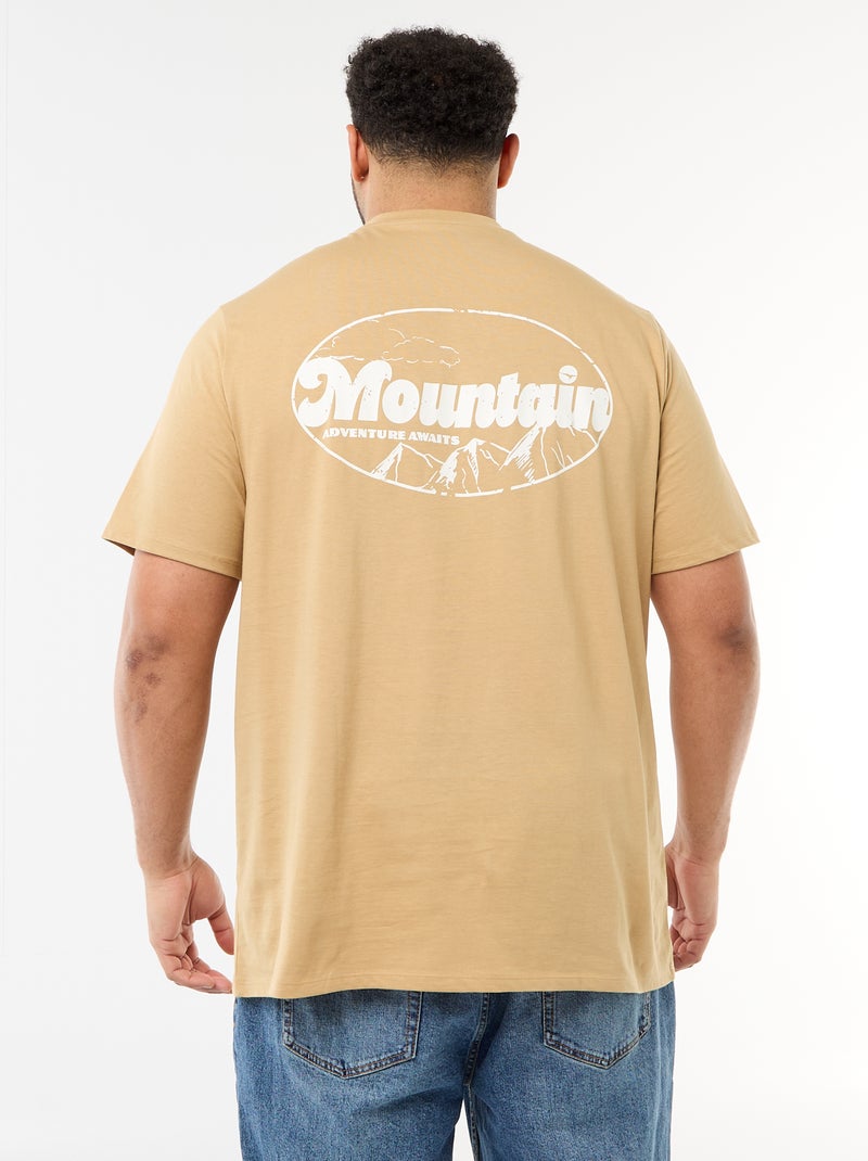 T-shirt estampado de manga curta e gola redonda Bege - Kiabi