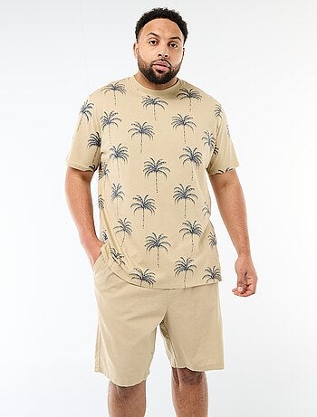 T-shirt estampado de manga curta e gola redonda