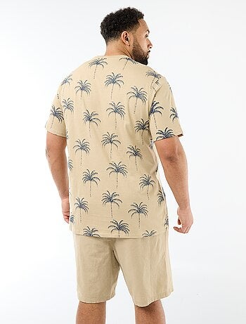 T-shirt estampado de manga curta e gola redonda