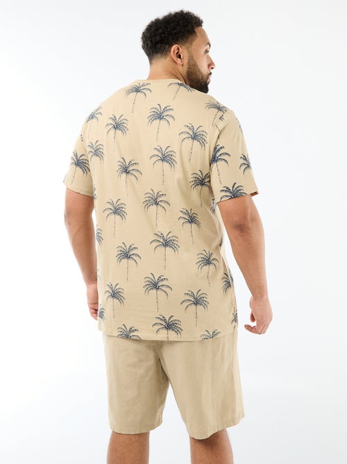 T-shirt estampado de manga curta e gola redonda - Kiabi