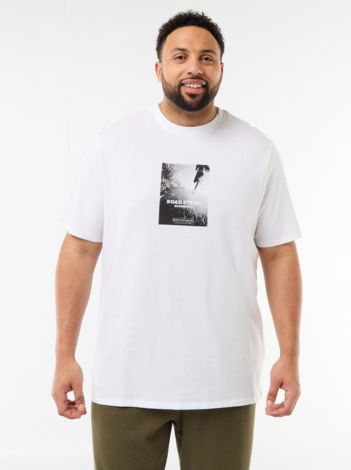 T-shirt estampado de manga curta e gola redonda - Kiabi