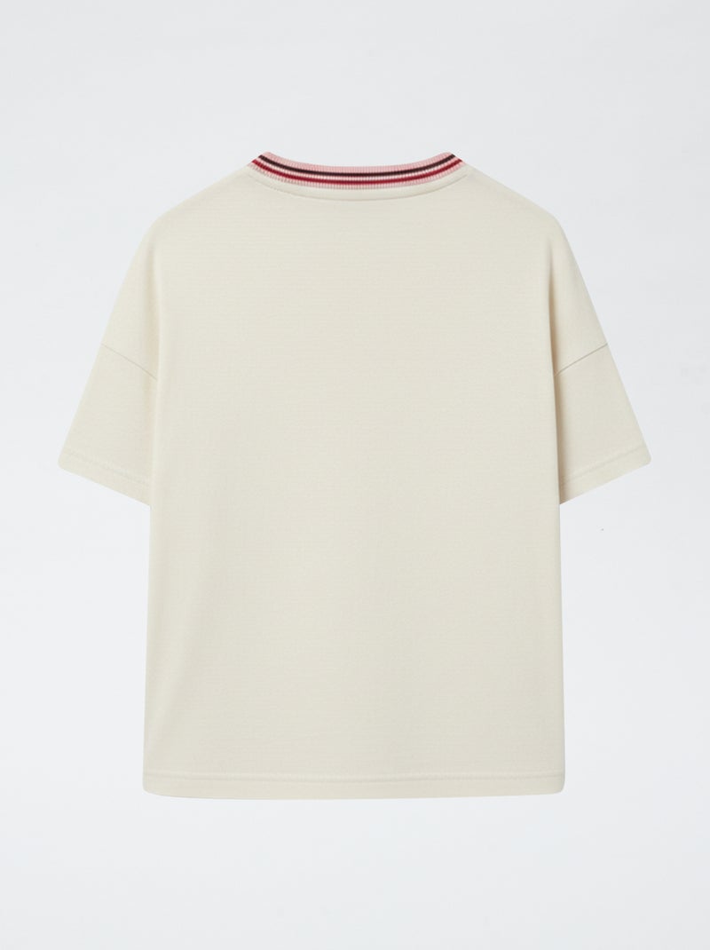T-shirt estampado de manga curta e gola redonda Branco - Kiabi