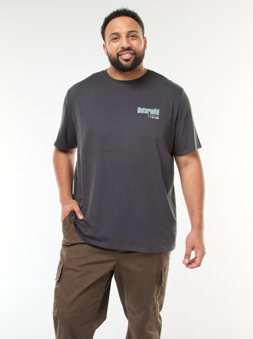 T-shirt estampado de manga curta e gola redonda - Kiabi