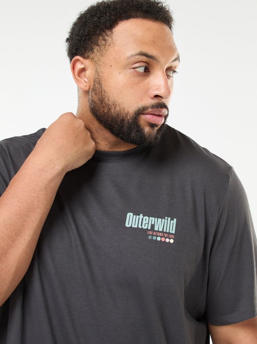 T-shirt estampado de manga curta e gola redonda - Kiabi