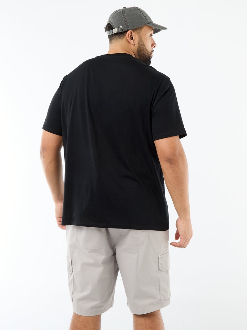 T-shirt estampado de manga curta e gola redonda Preto - Kiabi
