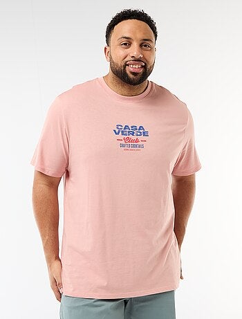 T-shirt estampado de manga curta e gola redonda