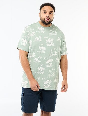 T-shirt estampado de manga curta e gola redonda