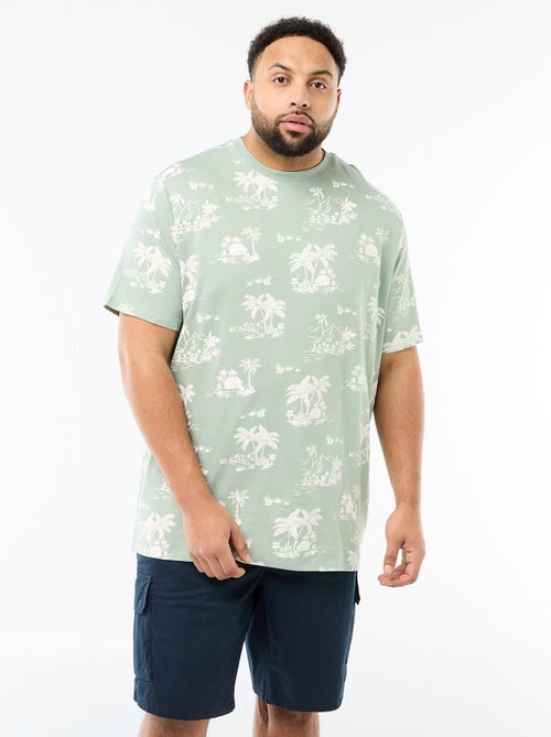 T-shirt estampado de manga curta e gola redonda - Kiabi