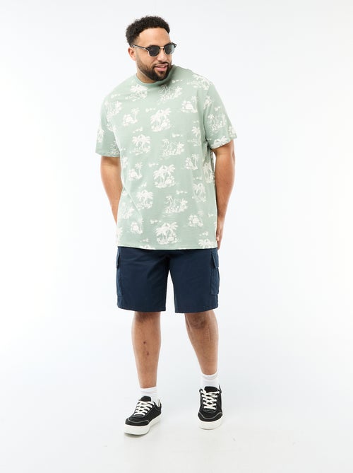T-shirt estampado de manga curta e gola redonda - Kiabi