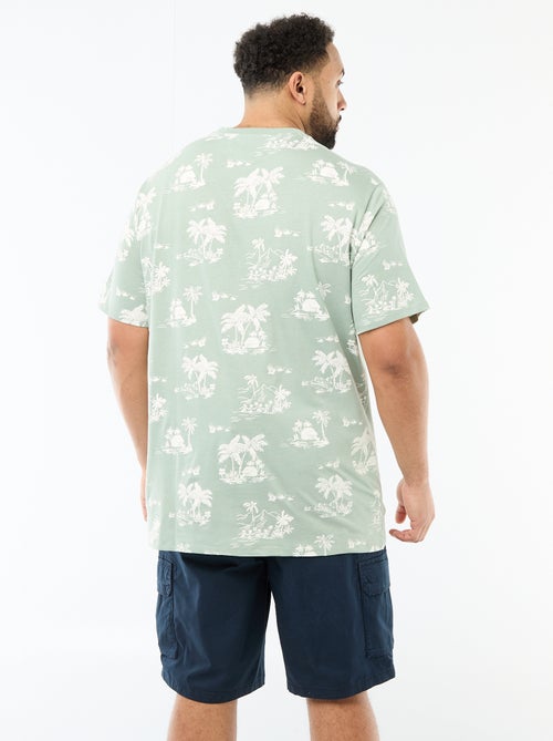 T-shirt estampado de manga curta e gola redonda - Kiabi