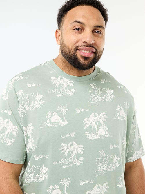 T-shirt estampado de manga curta e gola redonda - Kiabi