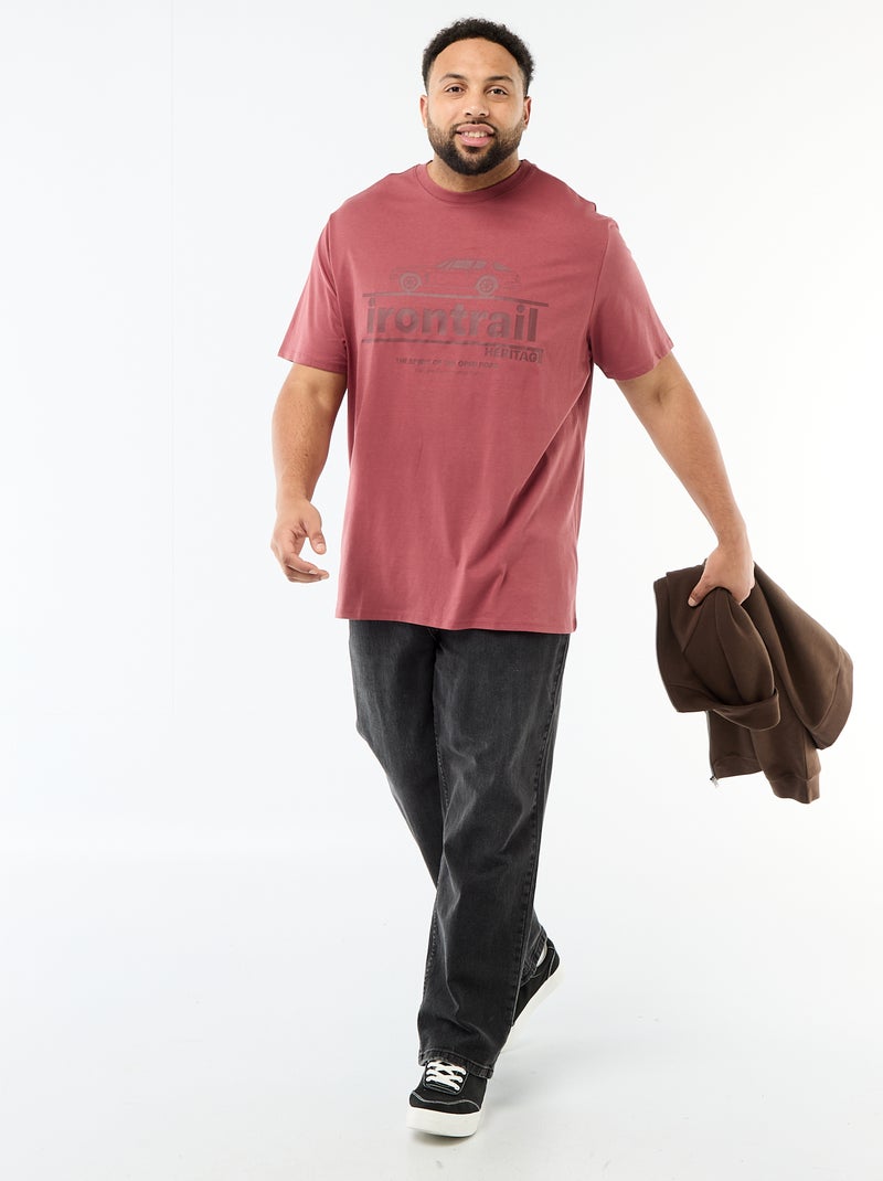 T-shirt estampado de manga curta e gola redonda Vermelho - Kiabi