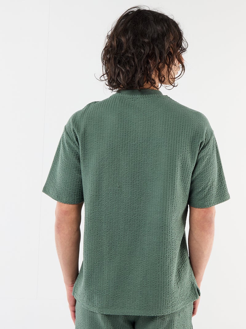T-shirt estampado de manga curta em favo de mel Verde - Kiabi