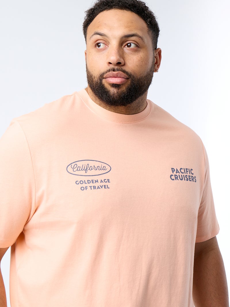 T-shirt estampado de manga curta Laranja - Kiabi