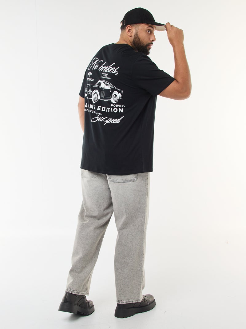 T-shirt estampado de manga curta Preto - Kiabi