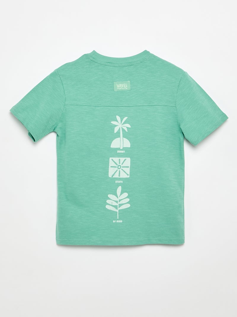 T-shirt estampado de manga curta Verde - Kiabi