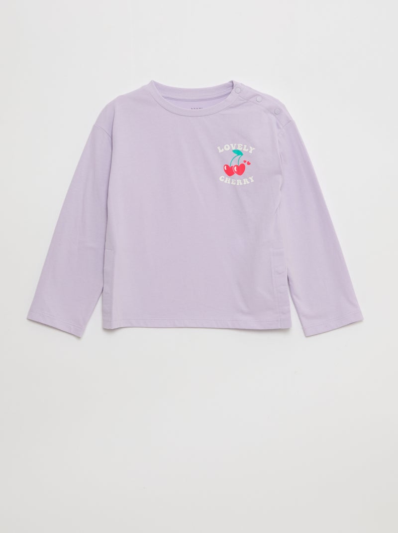 T-shirt estampado de mangas compridas - So Easy Violeta - Kiabi