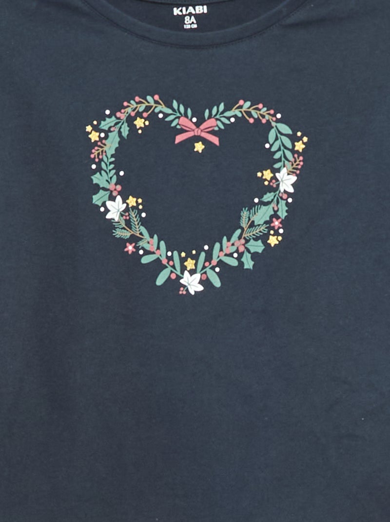 T-shirt estampado de mangas compridas Azul - Kiabi