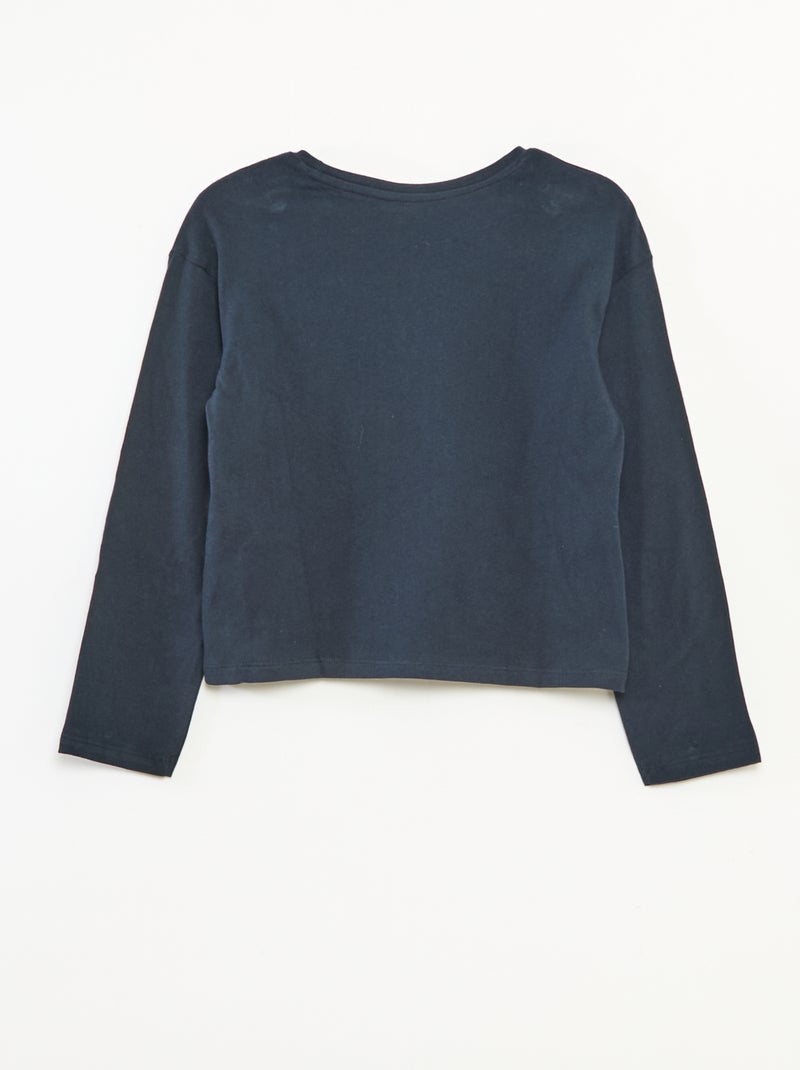 T-shirt estampado de mangas compridas Azul - Kiabi