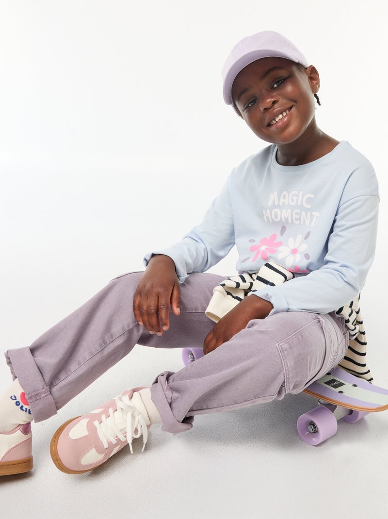 T-shirt estampado de mangas compridas Azul - Kiabi