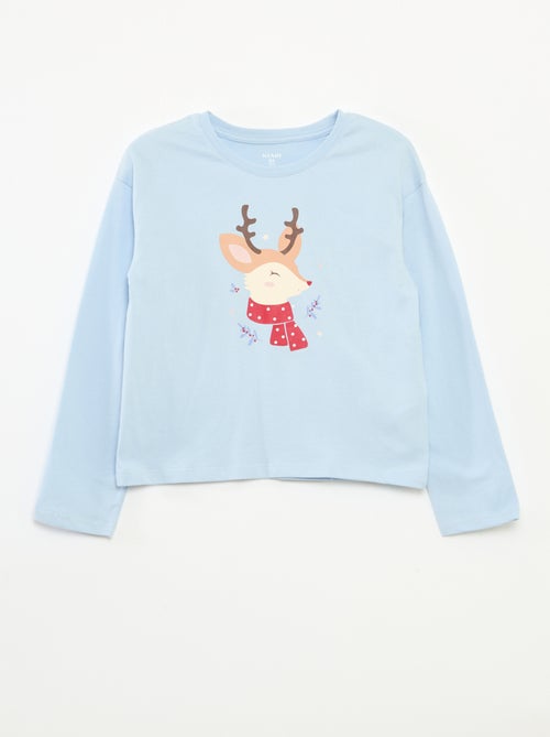 T-shirt estampado de mangas compridas - Kiabi