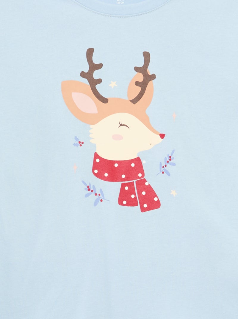 T-shirt estampado de mangas compridas Azul - Kiabi