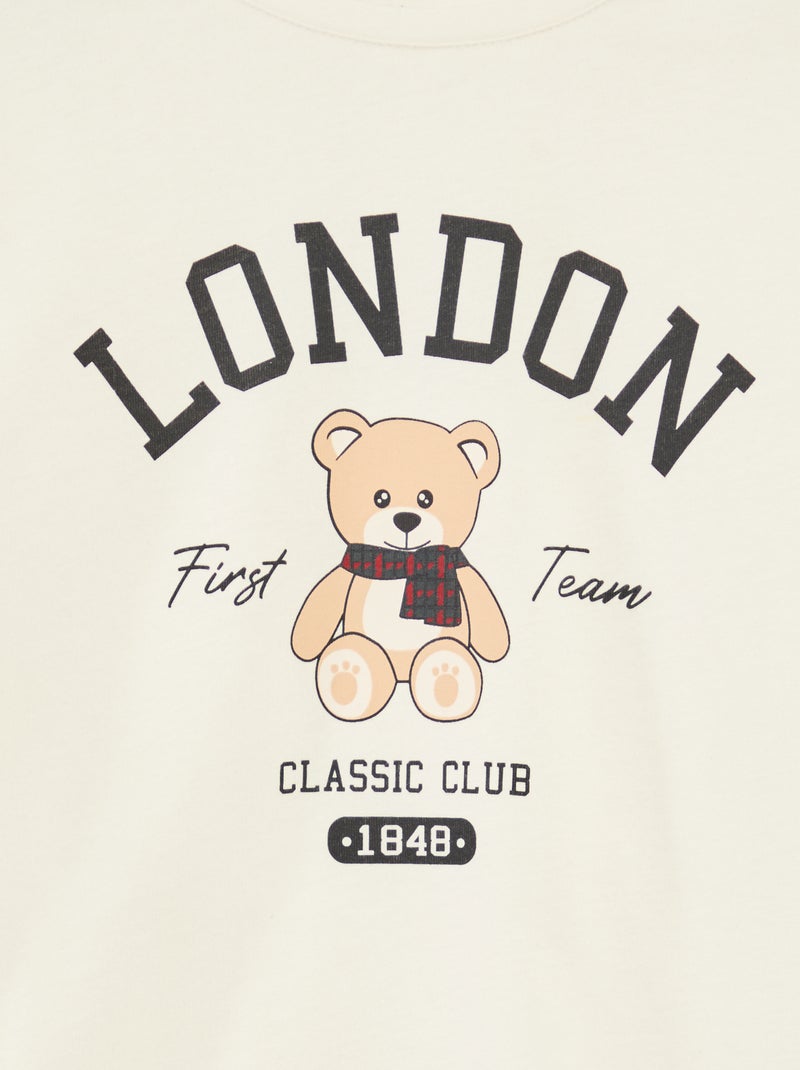 T-shirt estampado de mangas compridas Bege - Kiabi