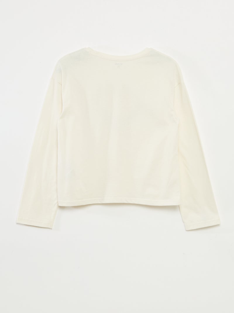 T-shirt estampado de mangas compridas Bege - Kiabi