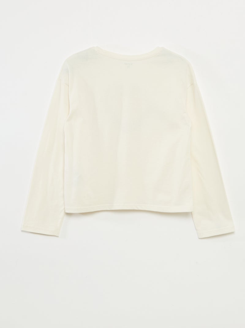 T-shirt estampado de mangas compridas Bege - Kiabi