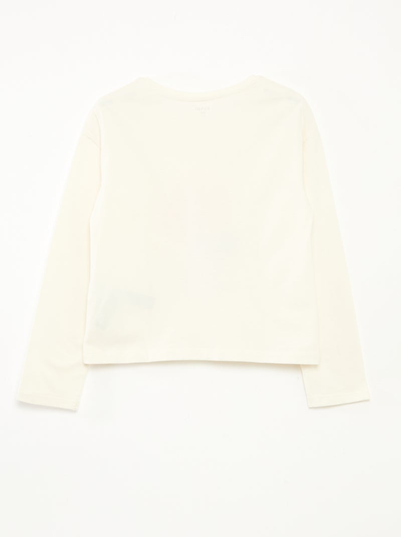 T-shirt estampado de mangas compridas Branco - Kiabi