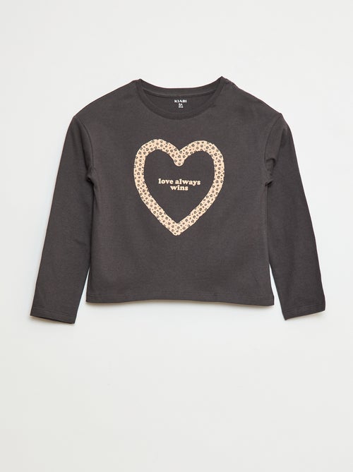 T-shirt estampado de mangas compridas - Kiabi