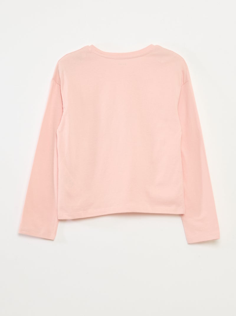 T-shirt estampado de mangas compridas Rosa - Kiabi