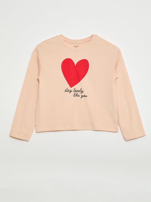 T-shirt estampado de mangas compridas - Kiabi