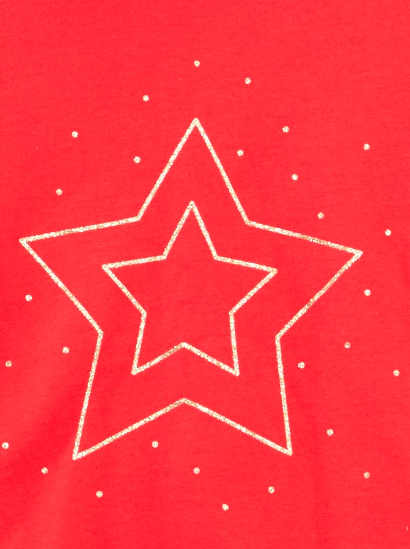 T-shirt estampado de mangas compridas Vermelho - Kiabi