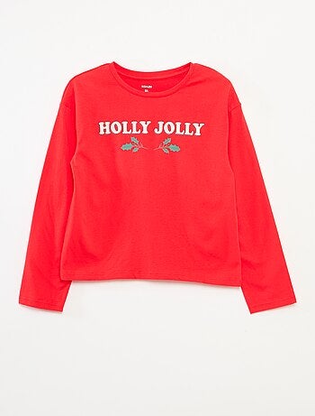 T-shirt estampado de mangas compridas